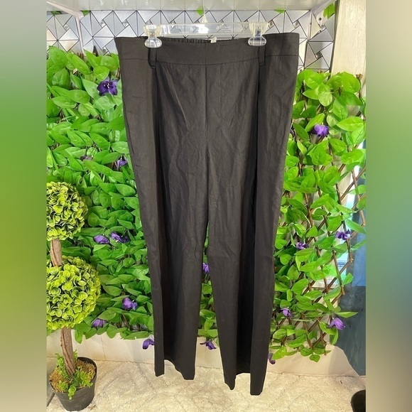 NWT Vince Women’s XL Pleated Front Straight Leg Linen Blend Black Pull On Pants - Picture 3 of 16